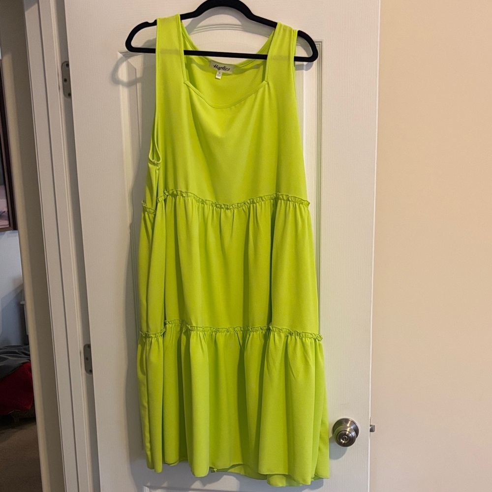 Lime Green Sleeveless Tiered Dress